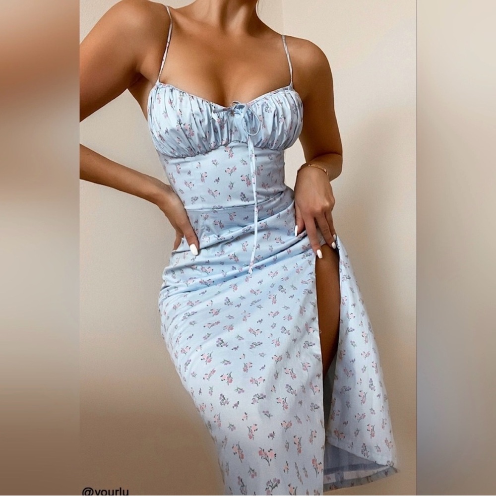 House of CB Light Blue Floral “ Carina” dress - Picture 2 of 10